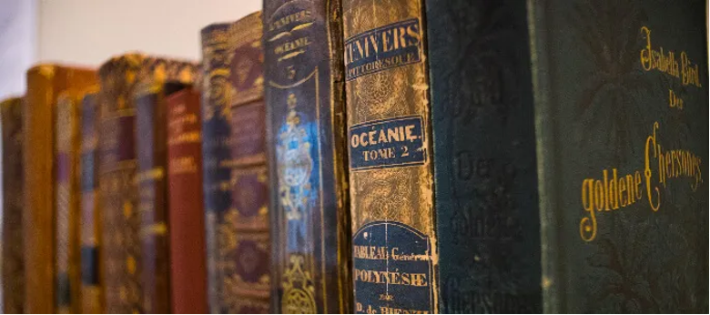 Shelf containing rare materials in the Lee Kong Chian Reference Library